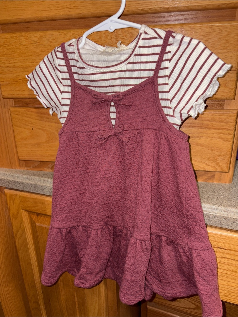 Jessica Simpson Mauve Layered Stripe Tee & Jumper Set